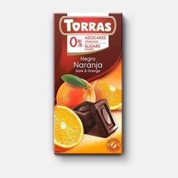 Чорний шоколад TORRAS з апельсином 75 г без цукру та глютену 7354 фото