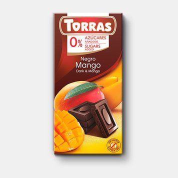 Чорний шоколад TORRAS з манго 75 г без цукру та глютену 7351 фото